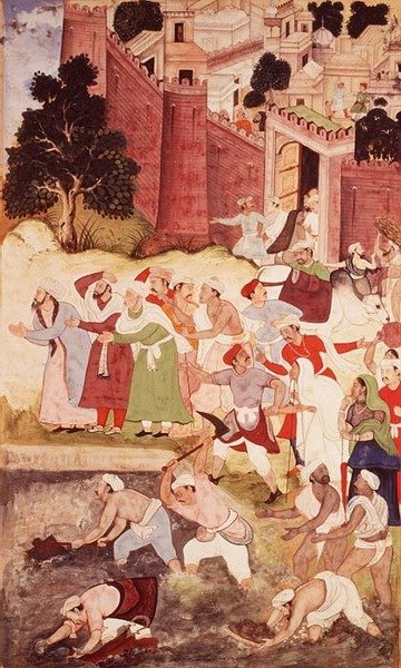The Purification of the Kukur Talaoa near Nagor, from the Akbarnama by Indian School